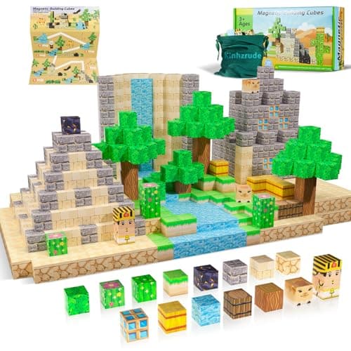 Kinhzrude Magnetic Blocks - 100PCS Magnetic Toy Set, STEM Montessori Sensory Toys for 3+ Year Old Boys & Girls, Creative Construction Toys Gift for Toddlers Kids - Image 1