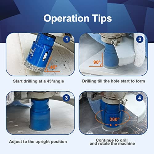 1-1/2 Inch Diamond Core Drill Bit for Porcelain Tile Ceramic Marble Granite Drilling,BRSCHNITT 1pc Vacuum Brazed Diamond Hole Saw with 5/8-11 Thread (38mm) - Thumbnail 4