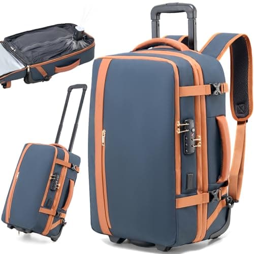 Fanwoli Vacuum Rolling Travel Backpack, Carry On Luggage with TSA Lock & Anti Theft Zipper, 70L Expandable Airback with Compression Pump, Waterproof Laptop Bag Ideal for Flight & Business - Image 1