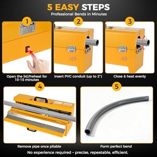 OTRUZPV 1/2"–2" PVC Conduit Heater Box, Electric PVC Bender Tool for Schedule 40/80 Heater Pipe with Temperature Control & Safety Shutoff - Thumbnail 3