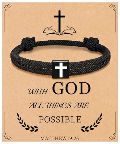 Sistble Easter Gifts, Confirmation Gifts for Teenage Boys, Black Cross Bracelet Inspirational Gift Religious Baptism 1st Communion Gift for Teen Boys Cross Jewelry - Image 1