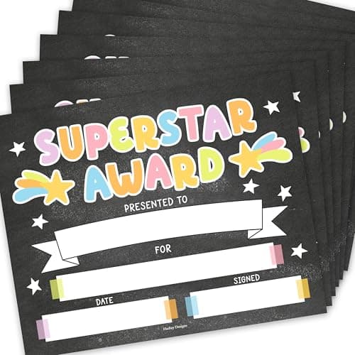Classroom Award Certificates for Students -25 Certificate of Achievement Awards, Superstar Certificate Paper, Preschool Graduation Certificates for Kids, Kindergarten Star Student Award Honor Roll - Image 1