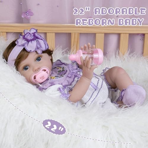 Milidool Lifelike Reborn Baby Dolls - 22 Inch Realistic Reborn Baby Dolls Girl, Real Looking Newborn Real Life Baby Dolls with Complete Accessories, Perfect for Cuddling, Playtime, and Gift Giving - Thumbnail 4
