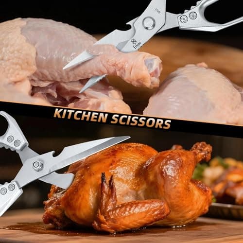 Ethyxe Kitchen Scissors All Purpose - Heavy Duty Poultry Shears, Ultra Sharp Japanese Steel Cooking Scissors for Food, Dishwasher Safe - Thumbnail 5