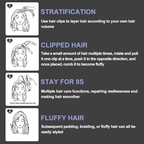 Hair Brush, JINRI Hair Iron, Pumped-Up Volume, Adjustable Temp, 360 ° Tail Rotation, Lasting Volume, for Short Or Thin Hair, Dual Voltage (100-240V), Volumizing Hair Iron, Purple, 1.38 inch (Purple) - Thumbnail 4