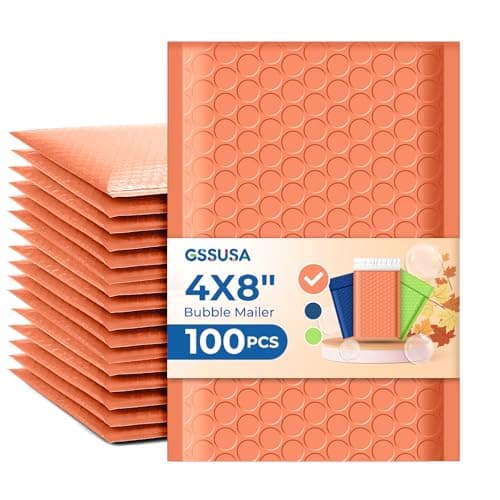 GSSUSA Bubble Mailers 4x8 100 Pack,Orange Padded Envelopes Selfseal,Usable Size 4x7 Small Bubble Envelopes Shipping Bags for Shipping Supplies,Card,Jewelry Packaging,Small Business Packaging Supplies - Image 1