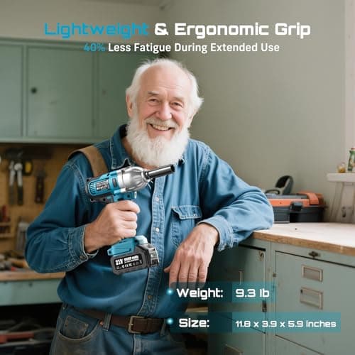 Seesii Impact Wrench 665 FT-LBS(900N.m) 3300IPM 1/2 Impact Gun High Torque Electric Impact Driver Cordless Impact Wrench with 21V 2x4.0Ah Battery 6 Sockets&Case for Home Car Tire Lug Nut Removal Tool - Thumbnail 6