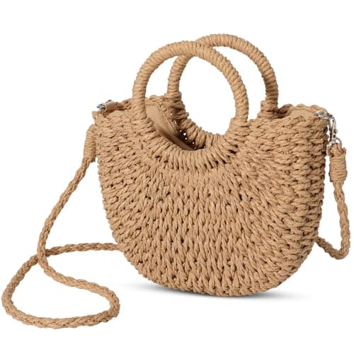 Avisky Womens Straw Beach Bag, Woven Crossbody Bags Top Handle Satchel Handbag Purse for Summer Beach Purse - Image 1