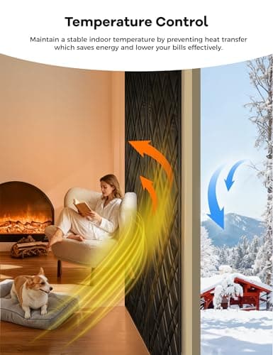 AEOCOO Insulated Door Curtains, Fit Size up to 38 x 82 Inches for Doorways/Front/Back/Basement, Magnetic Thermal Door Cover for Winter, Oxford Filled with Thick Cotton to Keep Warm, Black, Diamond - Thumbnail 4