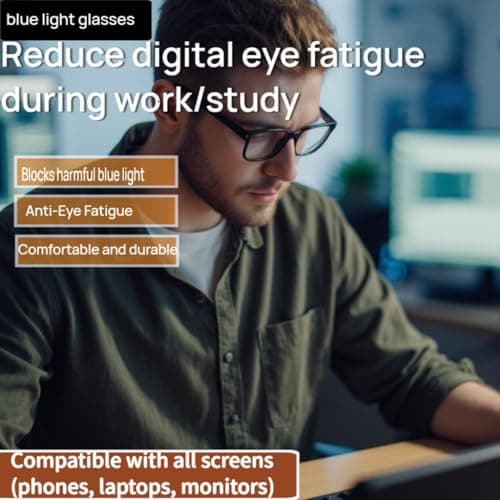 BOSSWIN Blue Light Blocking Glasses Square Fashion Computer/Gaming/TV/Phone-Blue Light Filtering for Men and Women - Thumbnail 2