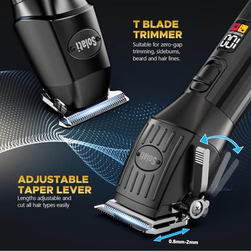 Professional Hair Clippers for Men Cordless Beards Trimmers Kit with LED Display Electric Beard Trimmer for Kid Rechargeable Trimmer Haircut Grooming Kit Gift for Men Women Barber Kids (Black) - Thumbnail 5