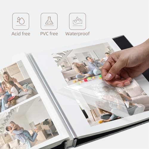 Vienrose Photo Album Self Adhesive 4x6 5x7 3x5 8x10 Scrapbook Album DIY Scrap Book with A Metallic Pen (11"x10.6" 60 Pages,Red) - Thumbnail 4