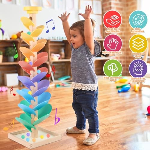 Wooden Marble Run for Kids 4-8 Boys Girls Toys Music Tree Wood Toddlers Marble Ball Run Game Leaves Toys for 3-5 Years Old Learning Montessori Color Sorting Toys Birthday Gift - Thumbnail 6