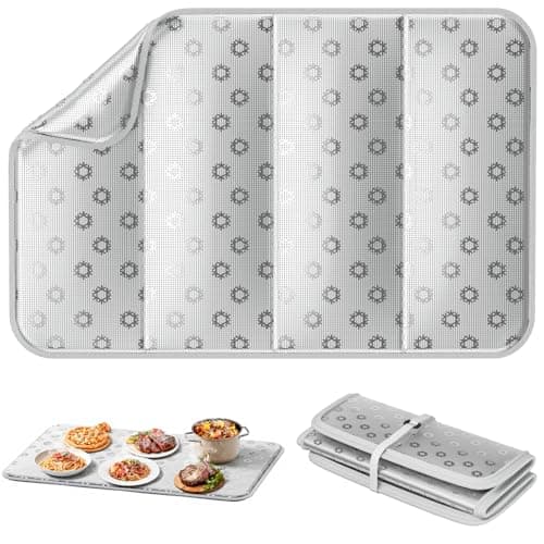 Heat Resistant Insulated Mat for Food Warming Mats, Double-Sided Aluminum Foil Table Protector, Triple-Layer Heat Insulation, Waterproof & Oil-Proof, Foldable Countertop Mat, 23.6×15.7 in - Image 1