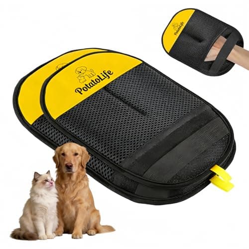 PotatoLife Pet Hair Removal Glove Upgraded Reusable Electrostatic Washable Fur Remover for Dogs Cats, Grooming Mitt for Couch, Sofa, Furniture, Carpet, Clothing and Car Seat, 2-Pack Large&Small - Image 1