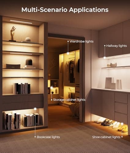 DeerTalk 12-Inch Under Cabinet Lighting, Ultra Slim 5CCT Adjustable (2700K-5000K) Hardwired LED Cabinet Lights for Kitchen, Closet, Shelf, 24V Low Voltage, 2 Pack - Thumbnail 6