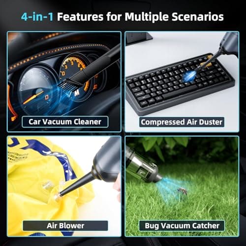 AX2V Car Vacuum Cleaner&Air Duster | 80W | 16kpa | 12KRPM | 20 Mins-Dust Cleaner Portable Cordless Vacuum Pro-Compressed Air Blower,Lightweight Rechargeable Handheld Mini Vacuum for Car/Home/Office - Thumbnail 3