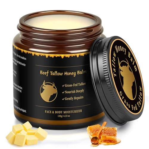 Beef Tallow for Skin, Tallow and Honey Balm for Face, Skin Care Cream Body Butter, Natural Formula, Nourish and Soothe Dry Skin, 120g/4.2oz - Image 1