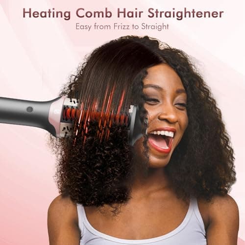 Blow Dryer Brush Hair Straightener: High Speed Hot Air Styler 110,000 RPM for Fast Drying Straightening Volumizing, One Step Volumizer with PTC Smoothing Comb Negative Ion for Silky Frizz-Free - Thumbnail 2