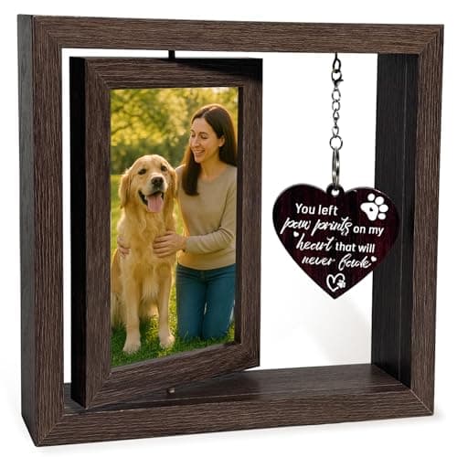 Gluimayo Pet Memorial Gifts for Dogs Cats, Rotating Wooden Dog Picture Frame4x6 Photos,Double-sided Design, Hold Two 4 x6 Photos, Loss of Dog Sympathy Gift, Pet Loss Sympathy Passing Away Gift Keepsake - Image 1