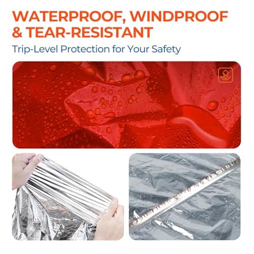 4 Pack Emergency Mylar Blanket Poncho | Waterproof Rain Ponchos | Reusable Packable Poncho | Survival Blanket Poncho for Outdoor Camping & Hiking, Rescue, Car Emergency Kit, Shelter/Tent Cover - Thumbnail 4