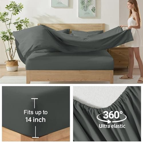 Homelike Moment King Size Comforter Set 7 Piece, Grey Bed in a Bag King Size Bed Set Lightweight and Machine Washable - Thumbnail 4