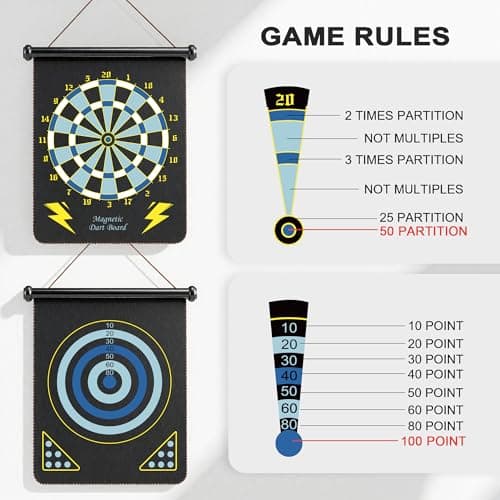 ALREMXUO Magnetic Dart Board for Kids, Outdoor Activities Games Toys for Teenage 6 7 8 9 10 11 12 13 14 15 16 Years, Teen Boys Gift Ideas for Birthday, Room Decor, Cool Stuff, Blue - Thumbnail 6
