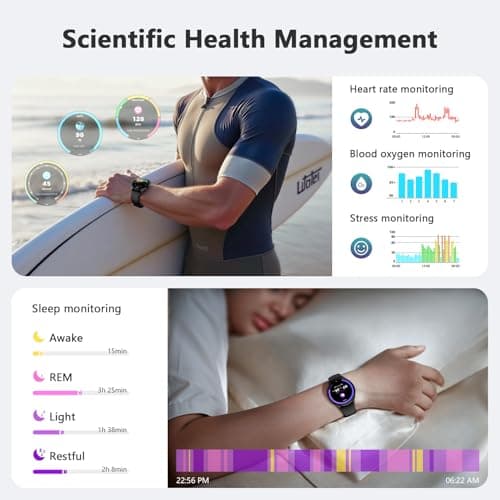 Blackview Smart Watch for Women Men (Make/Answer Calls),1.43''AMOLED Touchscreen Fitness Tracker with 100+ Sports Modes, Heart Rate/SpO2/Sleep Monitor/2 Straps, Smartwatch for iPhone & Android - Thumbnail 4