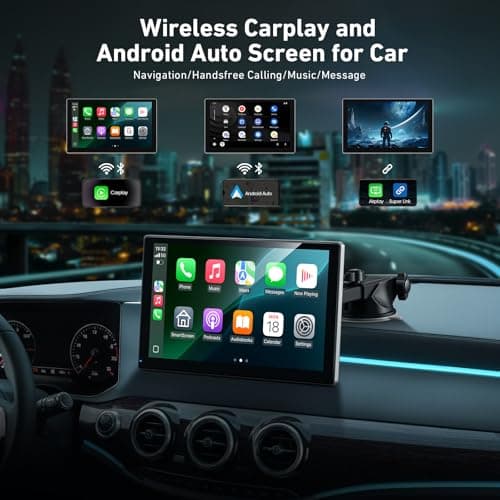 Gikktdr Wireless Carplay Screen for Car & Android Auto, 4K Dash Cam + 1080P Backup Camera, Portable Touchscreen, GPS Navigation, Bluetooth for All Cars (9inch) - Thumbnail 2