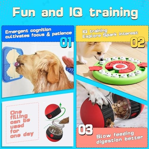 Goohomeey Dog Puzzle Feeder for Small/Middle Breeds - Adjustable Treat Dispenser Funny Slow Feeder Puppy Enrichment Training Toy Pet Interactive Toys Lick Mat Dogs to Keep Dog/Cat Busy - Thumbnail 5