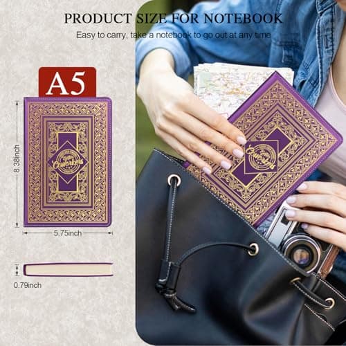 QDWXDEL Appreciation Gifts For Coworkers,A5 Hardcover Leather Journal for Women - 200 Pages Premium Paper Notebook, Coworker Journal Notebook for School, Work (Coworker Purple) - Thumbnail 2