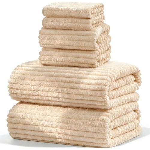 ZatreckI Bath Sheet Set of 6 (80"x40"),Oversized Bath Towels for Adults Luxury Extra Large Bath Sheets Super Soft Highly Absorbent Microfibers Quick Dry Bath Towels Large for Bathroom (Beige, 6Piece) - Image 1