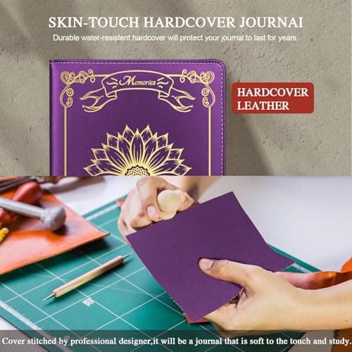 QDWXDEL Journal for Women,A5 Hardcover Leather Journal - 200 Pages Premium Paper Notebook,Sunflower Journal Notebook for School, Work (Sunflower Purple) - Thumbnail 4