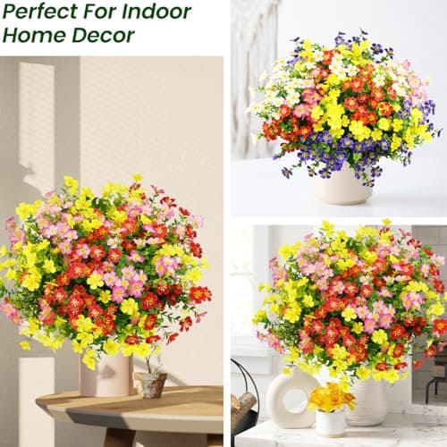 trytuny Artificial Flowers for Outdoor, UV Resistant Realistic Fake Flowers and Faux Plants for Indoor Outdoor, Garden Patio Porch Window Box Decor All Year - Thumbnail 3