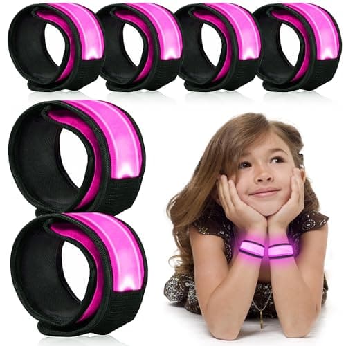 esonstyle 6 PCS LED Bracelets, LED Light Up Bracelets, Pink LED Wristbands, Led Slap Bracelets for Walking, Running, Jogging, Concerts, Sports, Camping, Sporting Events, Party, Rave Accessories