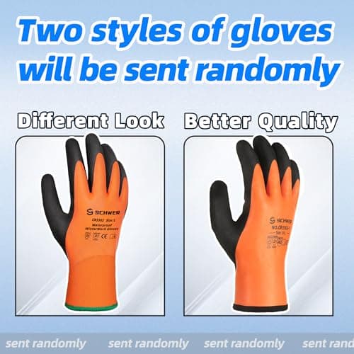 Schwer 2 Pairs 100% Waterproof Winter Work Gloves, ANSI A2 Cut Resistant Freezer Gloves for Outdoor Cold Weather Keep Hands Warm, Thermal Insulated Gloves for Shoveling Snow, Ice Fishing, L - Thumbnail 2