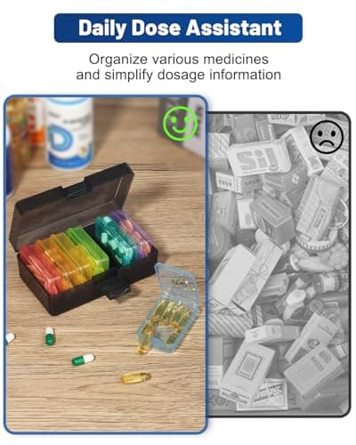 Weekly Pill Organizer - Pill Box 7 Day, Cotatoc Daily Pill Case with Large Capacity Compartments, Medicine Pill Organizer for Travel, Fish Oil Vitamins and Supplements - Thumbnail 6