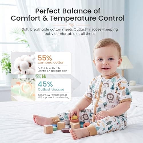 i-baby Outlast® Toddler Sleep Sack with Legs, 0.5 TOG Lightweight Muslin Baby Wearable Blanket, Walker Sleeping Sack with Outlast Temperature Regulation, Sleeping Bag with 2-Way Zipper 9-12M - Thumbnail 4