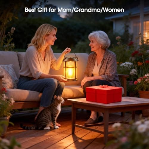 GARPAR Solar Lanterns Outdoor Waterproof with Wall Mount Kit, Upgraded Brighter Hanging Solar Lights for Outside, Auto On/Off Solar Powered Lantern for Garden Yard Patio Porch Decor, Gift for Mom - Thumbnail 6