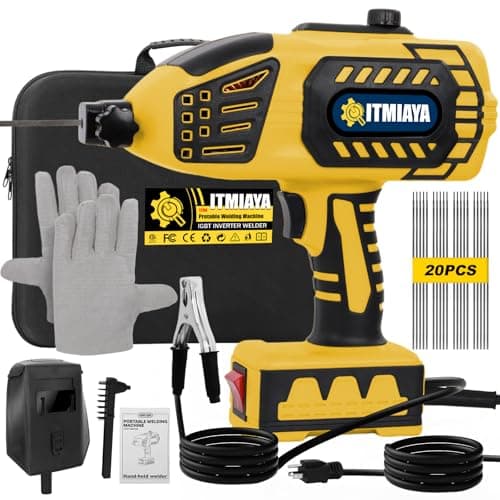 ITMIAYA® Portable Welding Machine 110V ARC Stick Welder Handheld for Metal IGBT Inverter 20-120Amps Stepless Current 1/16"-3/32" Electrodes Home Repair DIY Work (Yellow)