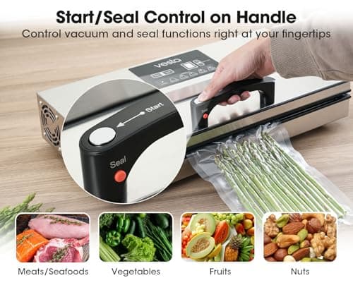 Vesta Precision 16'' Commercial Vacuum Sealer Machine for Moist Foods, 95kPa Heavy Duty Meat Sealer with Dual Vacuum Pumps & Auto Cooling, Adjustable Sealing and Vacuum Time Control, Stainless Steel - Thumbnail 2