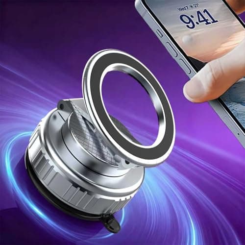 GEYUTHS Magnetic Vacuum Car Phone Holder with Strong Suction Cup 360° Adjustable Foldable Phone Mount Portable Phone Holders for Your Car/Gym/Mirror Mount for iPhone & Android - Image 1
