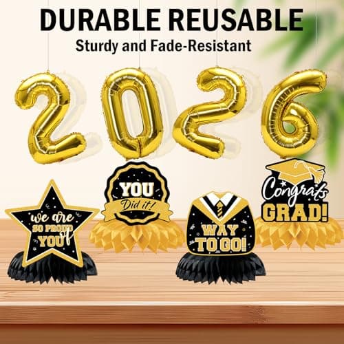 Graduation Decorations 2026 Themed Set - All-in-One Party Supplies with Backdrop & Tablecloth, Congrats Grad Banner for High School College Class of 2026 Decor - Thumbnail 5