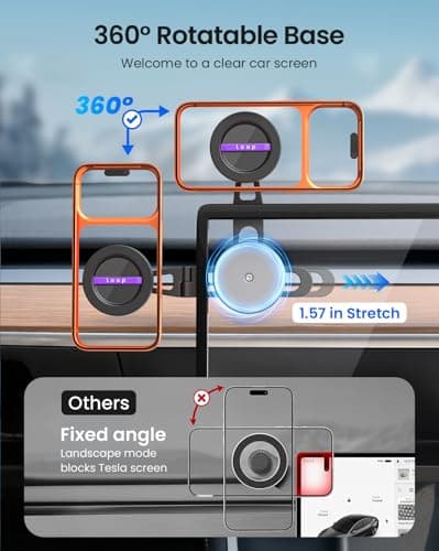 LOXP Upgrade Tesla Phone Mount [Strong Magnetic & Foldable] MagSafe Car Mount for Tesla Model 3/Y/Juniper, 360 Rotating Tesla Phone Holder Fits for iPhone 17 16 15 Pro Max, Tesla Accessories - Thumbnail 5