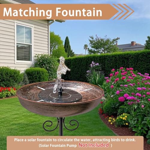 OUISJYER Small Metal Bird Bath for Outdoors, 10" Dia Bowl with Stake Birdbaths Garden Yard Lawn Decor 0.4 Gallon - Thumbnail 4