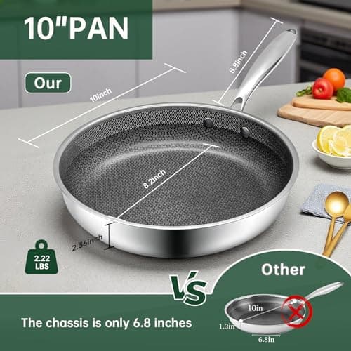 housmat 10-Inch Nonstick Frying Pan, PFOA-Free Hybrid Skillet with Stay-Cool Handle & Oven Safe Dishwasher Safe, Compatible with All Stovetops Including Induction for Eggs, Pancakes, Steak - Thumbnail 2