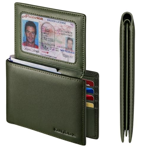 Genuine Leather Wallet for Men 12 Cards Mens Wallet Bifold Rfid Blocking with 2 ID Windows Card Holder Wallet with Gift Box - Image 1