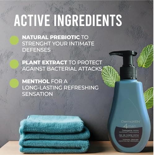 DERMOXEN Men's Intimate Wash | pH Balanced Daily Hygiene Gel | Freshness & Odor-Control Formula with Menthol | Gentle Cleansing for the Groin Area | Male Hygiene Product | 4.23 fl oz - Thumbnail 4