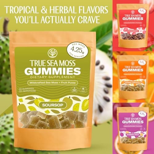 True Sea Moss Gummies – High Potency 4250mg Authentic Sea Moss Gel – Raw & Wildcrafted – Sweetened with Organic Coconut Sugar & Real Soursop Purée – 30 Gummies (30 Servings) - Thumbnail 6