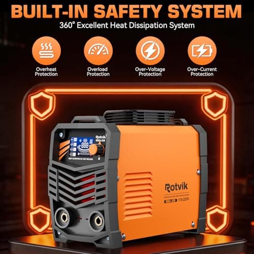 Rotvik 200Amp Stick Welder-Large LED Display, 110V/220V Dual Voltage Portable MMA Welder Machine with Hot Start, Arc force and Anti-Stick, Lift TIG Torch & 220V Adapter, 20PCS Rods Stick Welder - Thumbnail 5